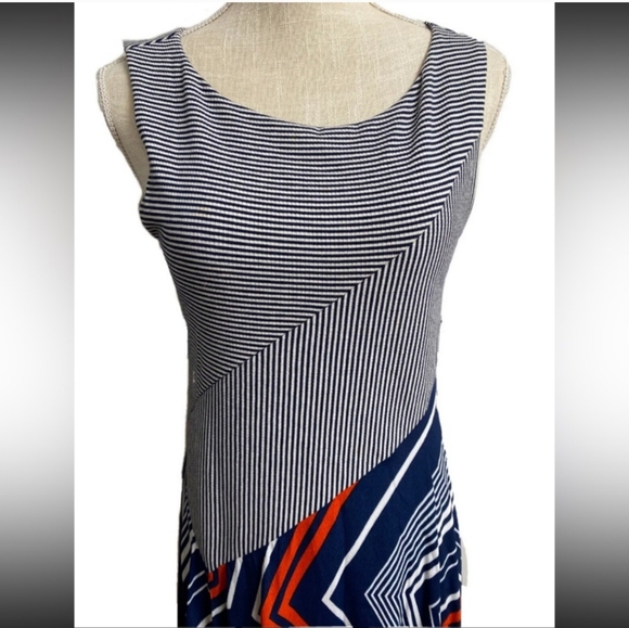 Anthropologie Maeve Cameron Blue/ White/ Orange Asymetrical Dress. Size XL. - Picture 6 of 16